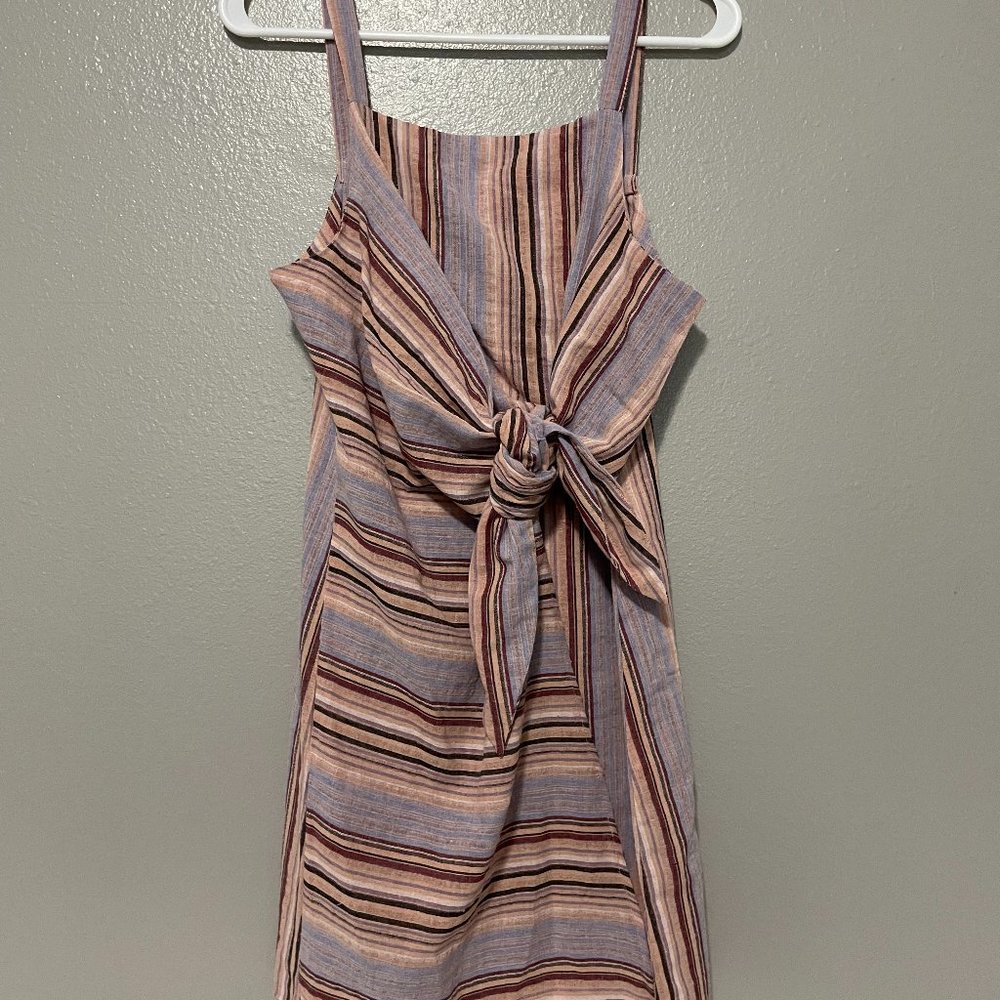 Pinch striped faux wrap dress